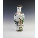 A Chinese porcelain famille verte baluster vase, 18th/19th century, the high shouldered vase