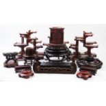A selection of 20th century Chinese carved wood vase stands (Qty)