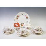 A boxed Royal Crown Derby 'Derby Posies' pattern tea service, the red box with brass plate inscribed