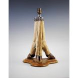 A tri deer hoof desk lamp by Spicer and Sons , Leamington, early 20th century, constructed with