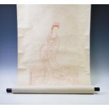 Chinese School, (20th century) watercolour on paper, depicting a Guanyin arriving on a lotus,