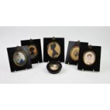 A collection of six 18th century and later framed miniatures, comprising: English School,