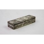 A Victorian continental silver snuff box, import marks for Samuel Boyce Landeck, Sheffield 1894,