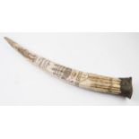 A large carved resin Scrimshaw tusk celebrating the abolishment of Slavery in America, dated '1863',