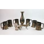 A selection of 19th century and later pewter wares, to include a Shrewsbury School Athletics