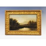 William Pitt (c.1818-1900), Oil on canvas, A rural lakeside landscape, Signed verso 'A weedy bit