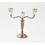 A silver candelabra, W A Humphries Ltd, Birmingham 1993, of two branch plain polished form and