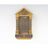 A 19th century byzantine empire style gilt wood and gesso architectural icon frame, the sloping