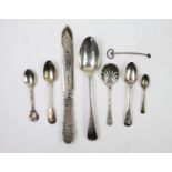 A selection of silver and silver plated flatware, to include a George III Old English silver