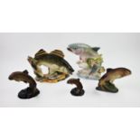 A group of three Beswick trout, comprising model numbers 2087, 1032 and 1390, the largest 18cm long,