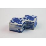 A Ming style Chinese porcelain blue and white ingot box and cover, Chenghua six character marks to