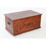 A Victorian scumbled pine blanket box, with a fitted candle box and applied with iron swing handles,