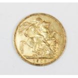 An Edwardian gold sovereign dated 1908, gross weight 8.0gms