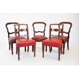 A set of three Victorian mahogany buckle back dining chairs, along with a pair of Regency ash dining