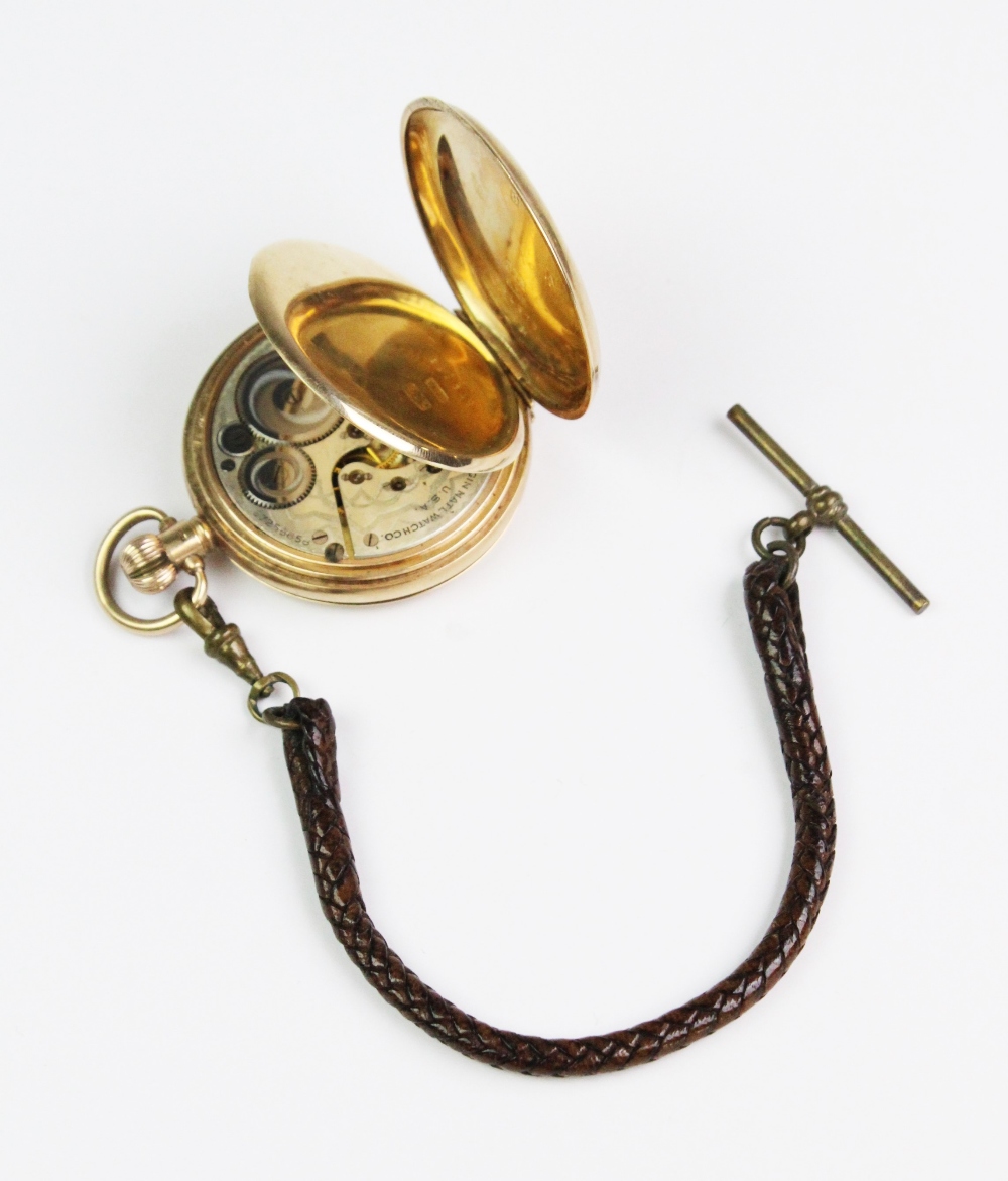 An Elgin 9ct gold full hunter pocket watch, white enamel dial with black roman numerals and - Image 2 of 2