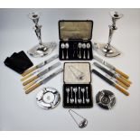 A selection of silver and silver plated wares, to include a set of six Albany pattern silver