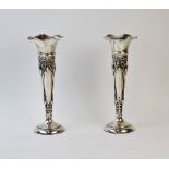 A pair of Art Nouveau silver posy holders, James Deakin & Sons, Sheffield 1911, designed with