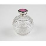 A George V silver and guilloche enamel topped scent bottle, W G Sothers Ltd, Birmingham 1925, the