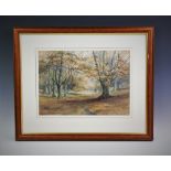 Agnes Turner (1884-1919), Watercolour on paper, An autumnal forest scene, Signed and indistinctly