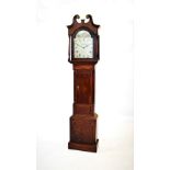 A George III oak cased thirty hour long case clock, by Maddison, Rugeley, with a twin swan's neck