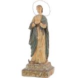 SCULTURA in terracotta raffigurante "La Vergine" (restauri). Sicilia II meta' del XIX secolo Misure: