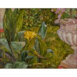 LUCIA RAGUSA (Catania XX secolo) OLIO su cartone intelato "Il giardino di romana", firmato in