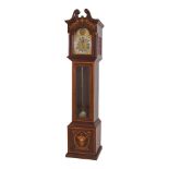 OROLOGIO a torre in mogano con tarsie in bosso. Inghilterra meta' '900 Misure: cm 53 x 35 x h 235