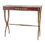 GIO' PONTI (Milano 1891 - 1979) (maniera di) CONSOLE in mogano con piedi in ottone e piano in marmo.