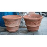 COPPIA PORTA PIANTE in terracotta Impruneta. Toscana XX secolo Misure: h cm 59