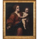 SCUOLA ITALIANA DEL XIX SECOLO OLIO su tela "Madonna del cardellino". Misure: cm 110 x 90