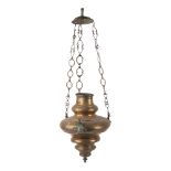 LAMPADA votiva in ottone (difetti). Sicilia XVIII secolo Misure: h cm 72