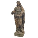 SCULTURA in legno laccato raffigurante "Cristo". Sicilia XVII secolo Misure: h cm 200