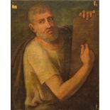 SCUOLA ITALIANA DEL XVIII SECOLO OLIO su tela "Figura neoclassica". Misure: cm 69,5 x 55,5