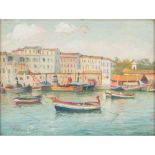 FEDERICO CILIA (1900) OLIO su tavoletta "Porticciolo", firmato in basso a sinistra. Misure: cm 28,