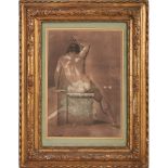 PITTORE ITALIANO DEL XIX SECOLO TECNICA mista su carta "Nudo maschile di spalle", firmato in basso a
