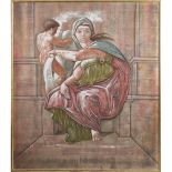 ARAZZO dipinto raffigurante "Figure". II meta' XX secolo Misure: cm 169,5 x 144
