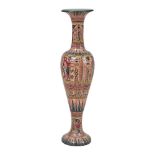 VASO in ceramica smaltata e decorata con figure egizie. Italia XX secolo Misure: h cm 112