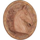 PAOLO MARIONI GRANDE ALTORILIEVO in ceramica raffigurante "Testa di cavallo", firmato in basso.