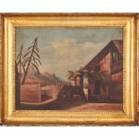 S. LAIOSA OLIO su tela "Paesaggio con villa", anno 1855 entro cornice a canna ciaccata in legno