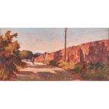 ANGIOLO VOLPE (Grottaminarda (Av) 1838 - Napoli 1894) OLIO su tela "Strada di campagna livornese",