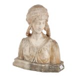SCULTURA in alabastro raffigurante "Mezzobusto femminile" (restauri). Sicilia XIX secolo Misure: