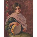 GIUSEPPINA ENCA TECNICA mista "Figura femminile con tamburello", datato 1914. Misure: cm 35 x 28