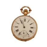 OROLOGIO da tasca Remontoir 15 rubis in oro 14 Kt., movimento ad ancora. Anni '20/'30