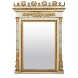 GRANDE SPECCHIERA Impero in legno laccato e dorato ad oro zecchino con specchio piombato. Toscana