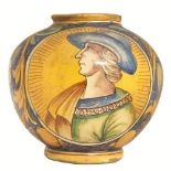 BOCCIA in ceramica Di Bartolo smaltata e decorata con medaglioni raffigurante "Mezzobusto di