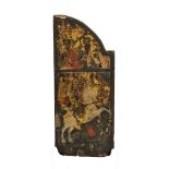 SPORTELLO di icona a fondo oro dipinta raffigurante "San Giorgio che uccide il drago". XVIII