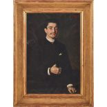 ANTONIO SALVETTI (Colle di Val d'Elisa (SI) 1854 - 1931) COPPIA OLI su tela "Antenati" entro cornici