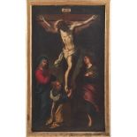 PITTORE TOSCANO DEL XVII SECOLO OLIO su tavola "Crocifissione". Misure: cm 134 x 77