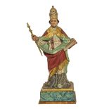 SCULTURA in legno laccato e dorato raffigurante "Papa Bonifacio VIII". Italia XIX secolo Misure: h