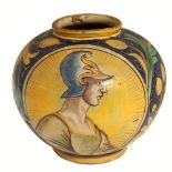 BOCCIA in ceramica Di Bartolo smaltata e decorata con medaglioni raffiguranti "Mezzibusti di